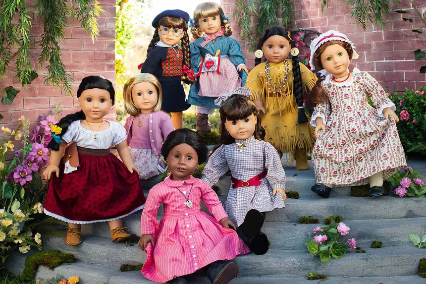 Eight original historical American Girl dolls